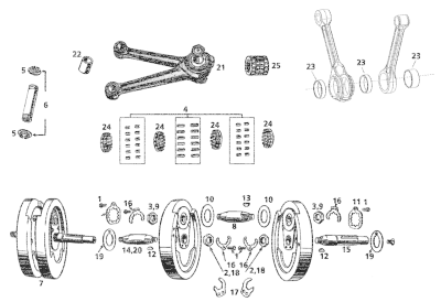 Bearing cages & rollers con rod 45ci STD (FR)