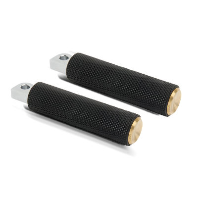 KNURLED RUBBER FOOT PEGS, BRASS (FR)