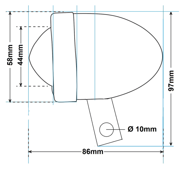 GZP Bullet light red with bracket left s (ES)