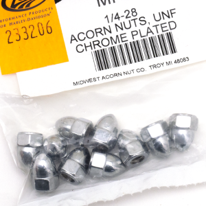 10pck Chrome Acorn nuts 1/4-24 (ES)
