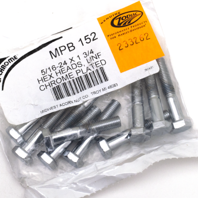 10pck Chrome hex head screws 5/16-24x1-3 (ES)