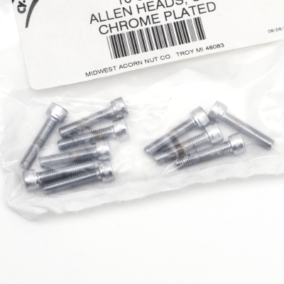 10pck Chrome allen screws 10-32x7/8 (ES)