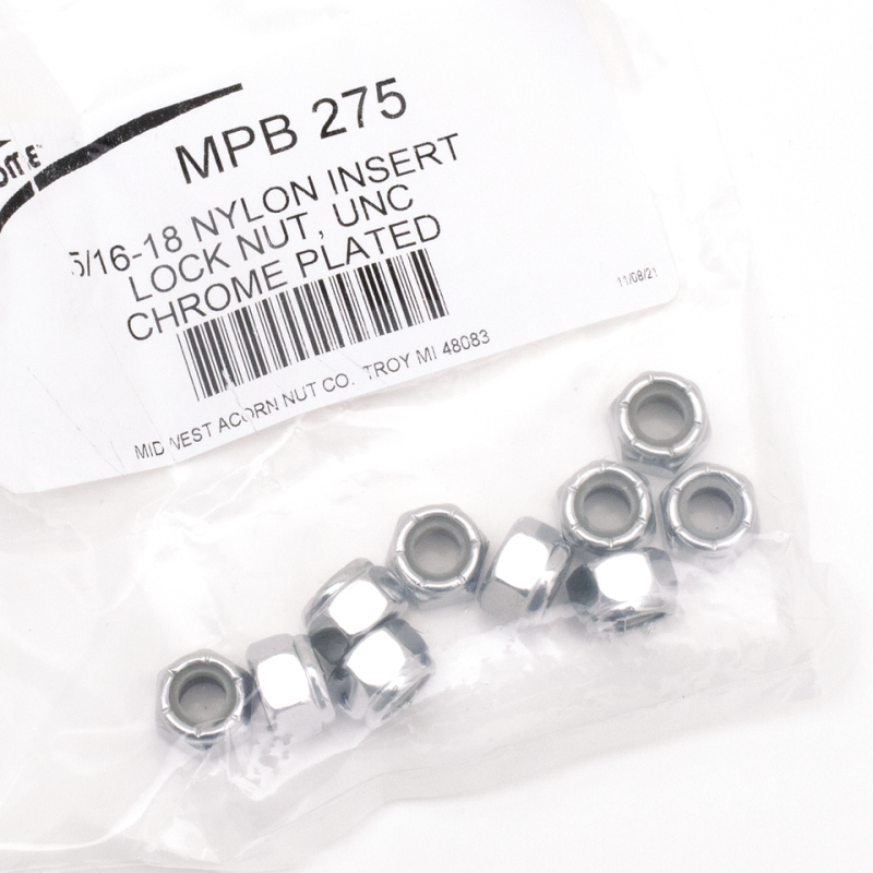 10pck Chrome nylock nuts 5/16-18 UNC (ES)