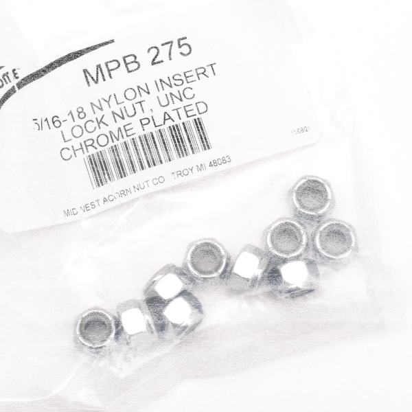 10pck Chrome nylock nuts 5/16-18 UNC (ES)