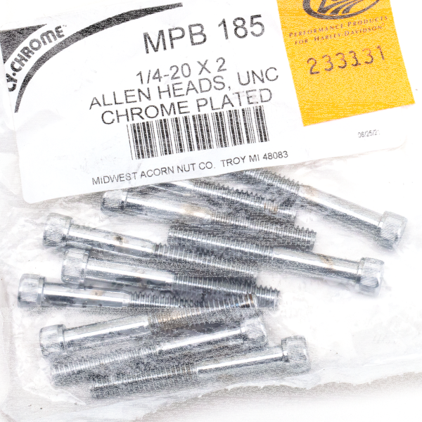 10pck Chrome allen screws 1/4-20x2 (ES)
