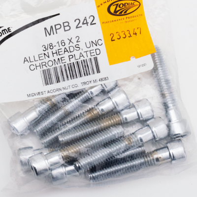 10pck Chrome allen screws 3/8-16x2 (ES)