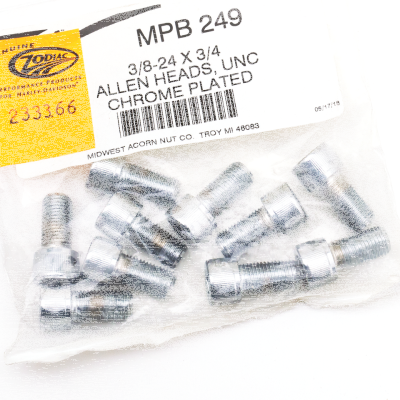 10pck Chrome allen screws 3/8-24x0.750 (ES)