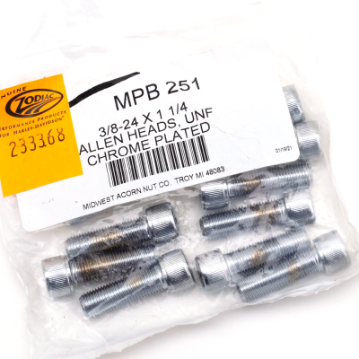 10pck Chrome allen screws 3/8-24x1.250 (ES)
