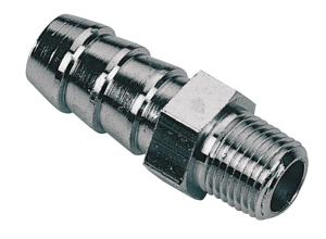 Chrome brass barb fitting 1/8"-27NPTX3/8