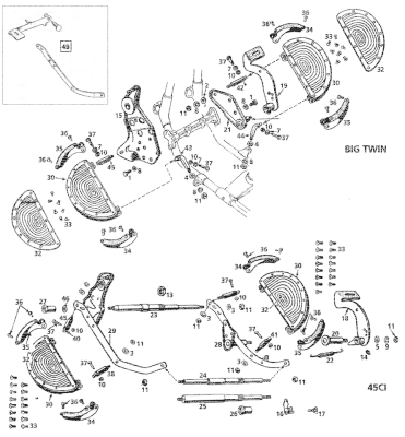rear footboard support rod nut 45CI WhP (ES)
