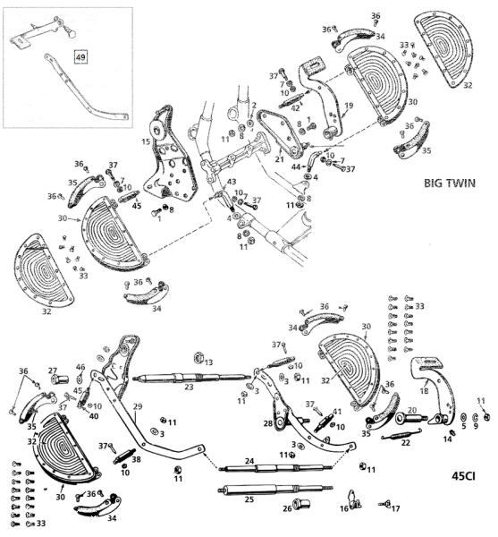 Rod, rear footboard 45CI32-50 White (ES)