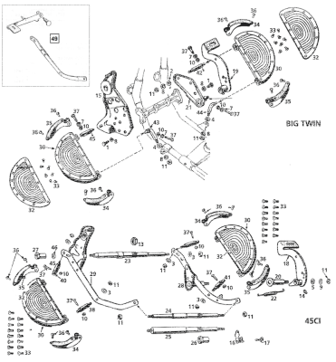 Rod, rear footboard 45CI32-50 White (ES)