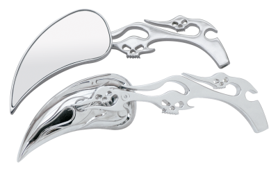 GZP Meteor mirrors w/skull & flame stem (ES)