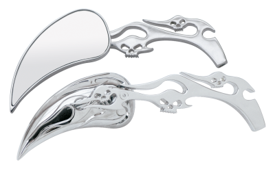 GZP Meteor mirrors w/skull & flame stem (ES)