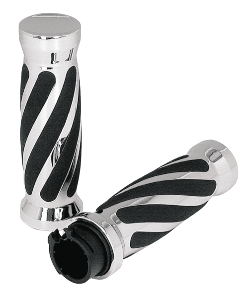 GZP Swirl style grips Chrome dual cable (ES)