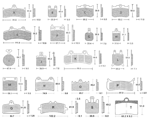 Brakepads Billet Mini-6 (1 of 3 sets rq) (ES)