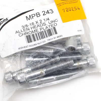10pck Chrome Allen screws 3/8x2 1/4" UNC (ES)