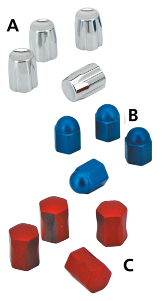 4Pck Nugget Design Valve Stem Cap Red (ES)