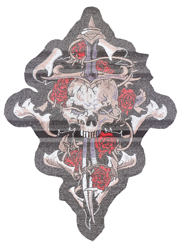 Small Skull dagger and rose patch (ES)