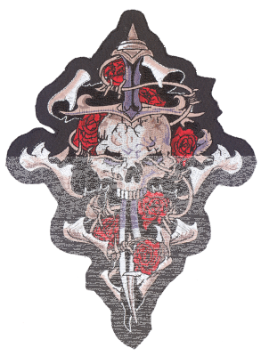 Small Skull dagger and rose patch (ES)