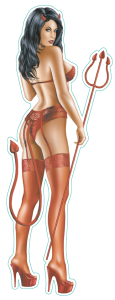 Devil babe decal 2.75"x7.5" (ES)