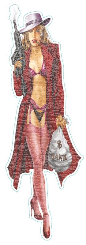 Gangster babe decal 2.75"x8.36" (ES)