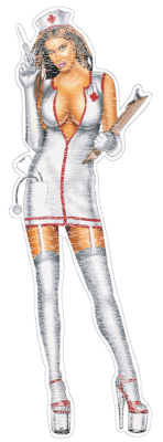 Naughty Nurse babe decal 2.75"x8.22" (ES)
