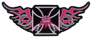Pink Iron Cross patch 12.25"x5" (ES)