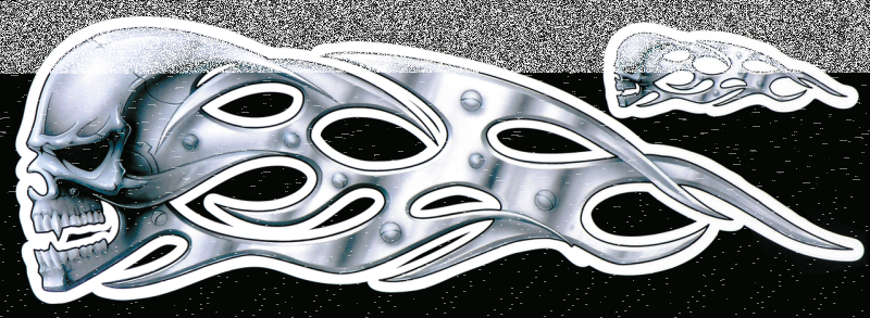 Chrome Skull Left decal 16.31"x5.37" (ES)