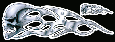Chrome Skull Left decal 16.31"x5.37" (ES)