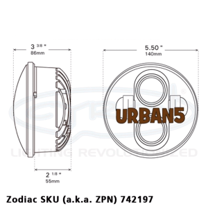 Cyron Urban 5, 5.75" LED headlight unit