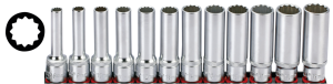 1/2" Socketset 12-point long 12Pc on rai (ES)