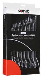Double open wrench set inch sizes 8Pc