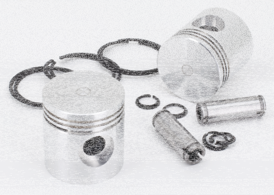 Pistons w/Hasting rings 45CI STD, pair (ES)