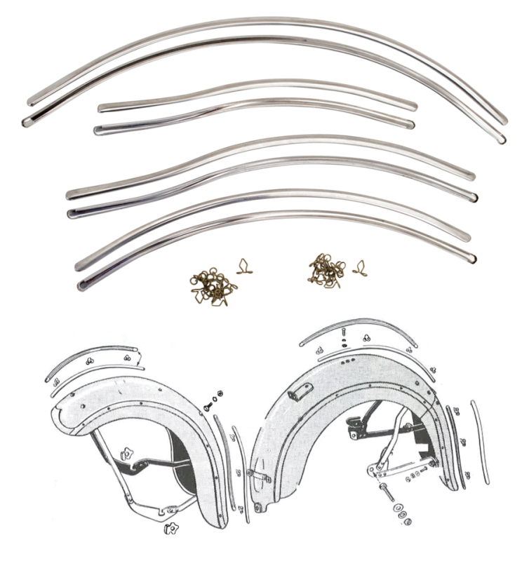 trim rear fender with mounting clips set (ES)