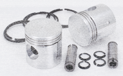 Pistons w/Hasting rings 45CI +.07" set/2 (ES)
