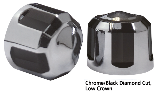Diamond cut bolt cap chr/blk set TC99-17 (ES)