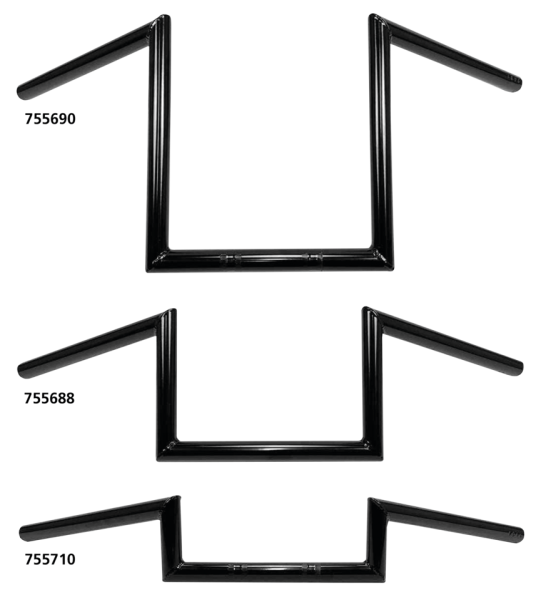 1" Handlebars Square 12" BLK (ES)
