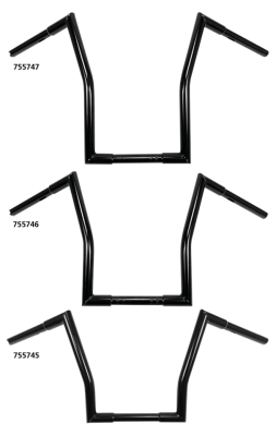 1" Square Fat Ape Hanger 17" BLK TBW (ES)