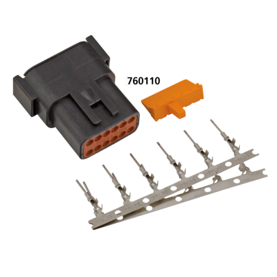 DTM 12-Pos Blk Recept w/ Trmnls & Wedge (ES)