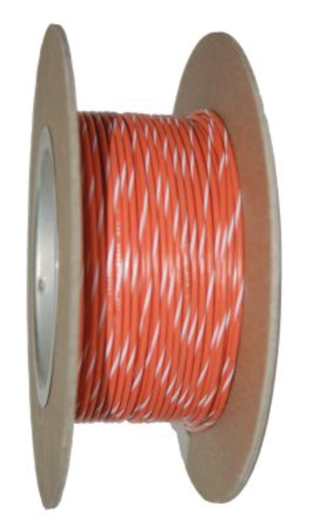 18-Gauge ORANGE/WHITE STRIPE 100 Spool (ES)