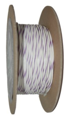 18-Gauge WHITE/VIOLET STRIPE 100 Spool (ES)