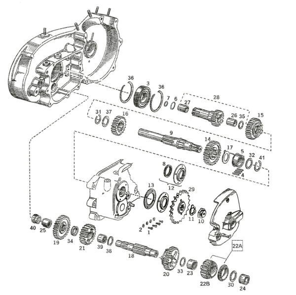 C1 gear, 17T w/speedo drive gear XL54-72 (ES)