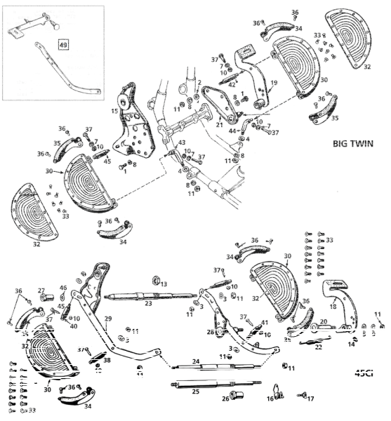Studs/nuts floorboard mount Park 45ci (ES)