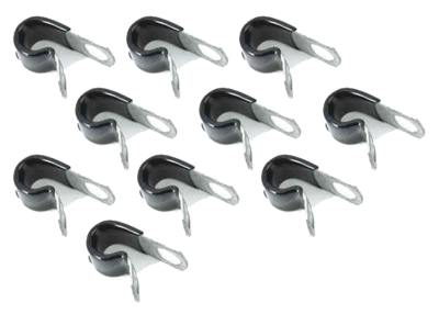 10Pck Vinyl coated cable clamps 1/4" (ES)