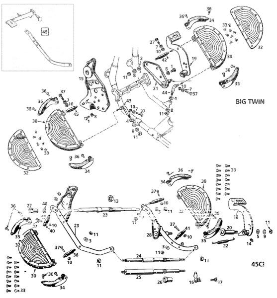 Rod, rear footboard 45CI32-50 Parkerized (ES)