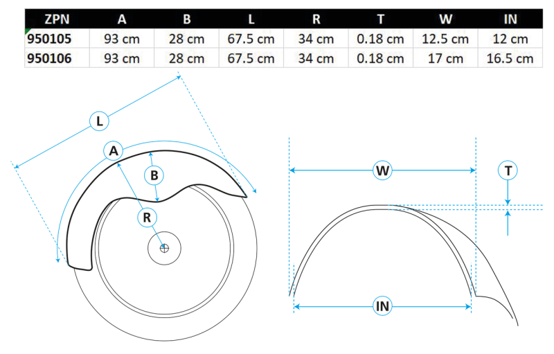 4.75" St smooth custom front fender (ES)