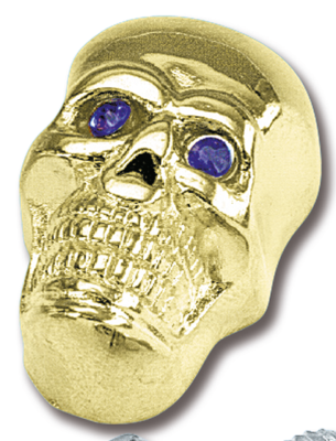GZP Skull krommet Large gold blue eyes