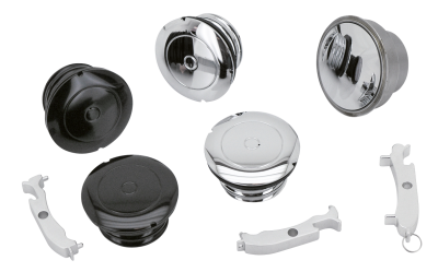 GZP Chr screw-in flush mnt gas cap w/bun (GB)