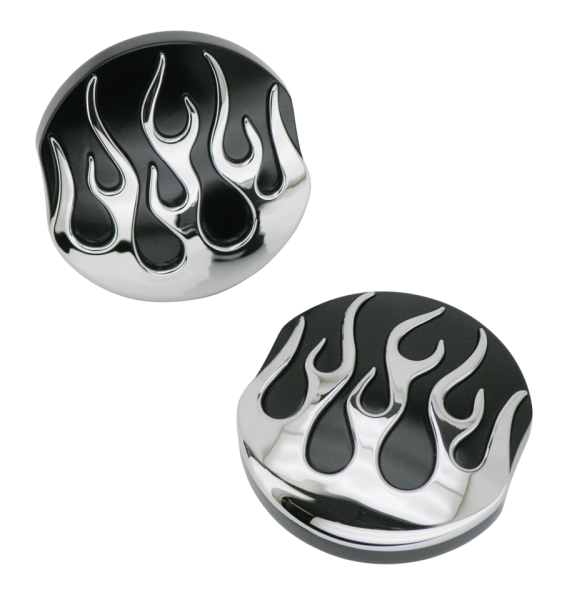 GZP Black chrome flamed gascap set L+R (GB)